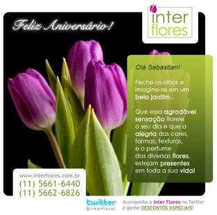 Cart&atilde;o virtual para aniversariantes Inter Flores