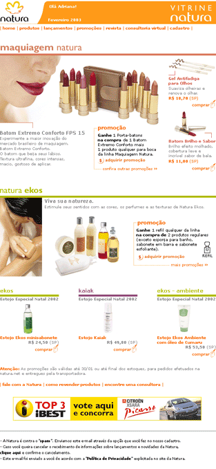 Newslettter: Natura Cosm&eacute;ticos