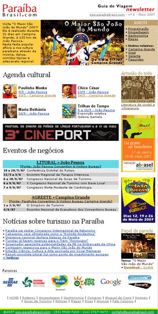 Newsletter: Guia de Viagem Para&iacute;ba Brasil.com